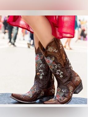Old Gringo Brown Leather Embroidered Floral Western Boots